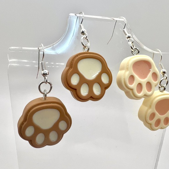 Paw Print Earrings - Puppy Dog Earrings - Cat Earrings - Cottagecore Earrings - Picture 3 of 10